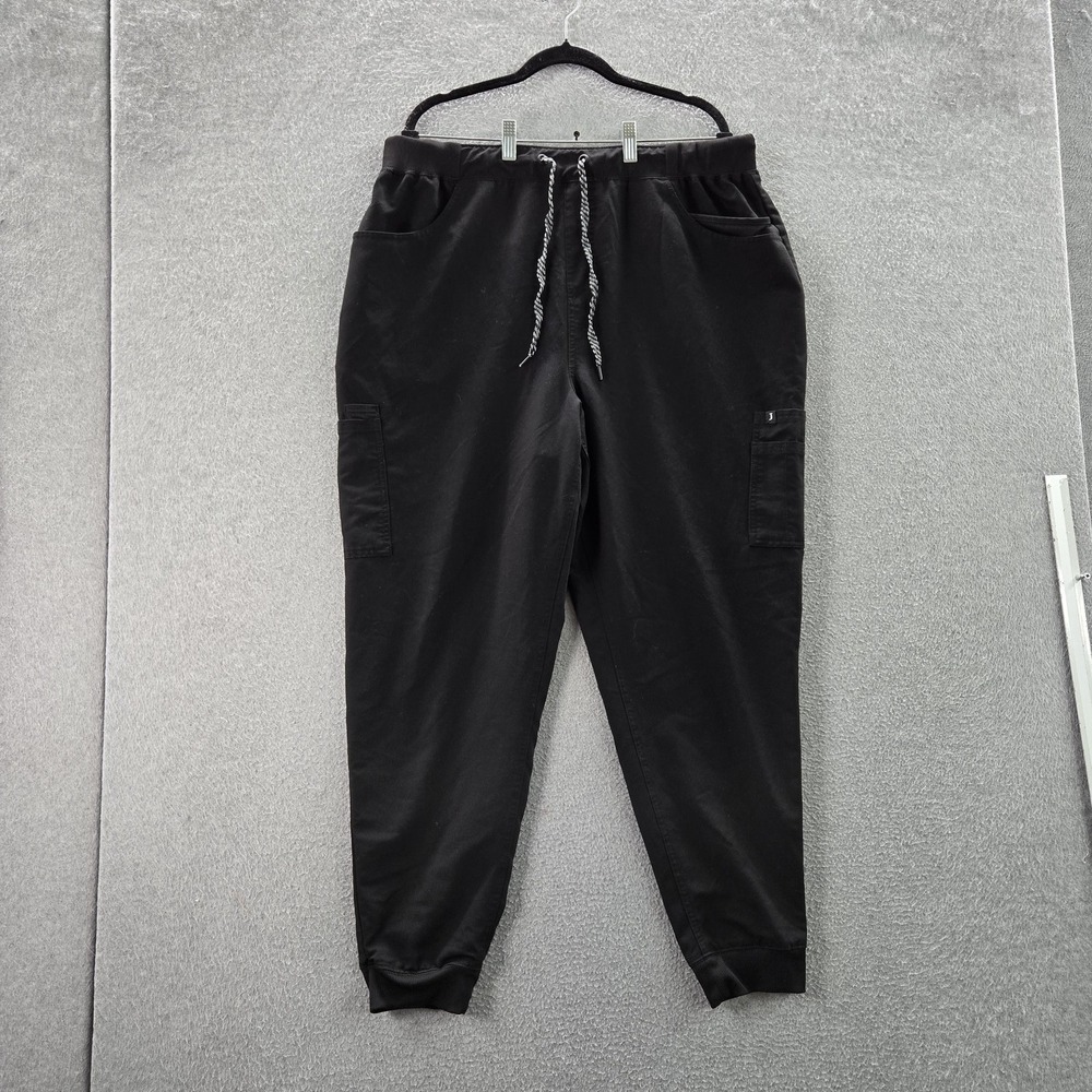 Jaanuu‎ Men Scrub Pants 1X Black Cargo Jogger Zipper PO#365 28" Inseam
